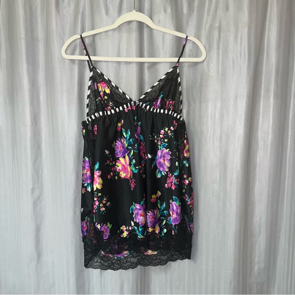 Victoria's Secret Black Floral Lace Chemise